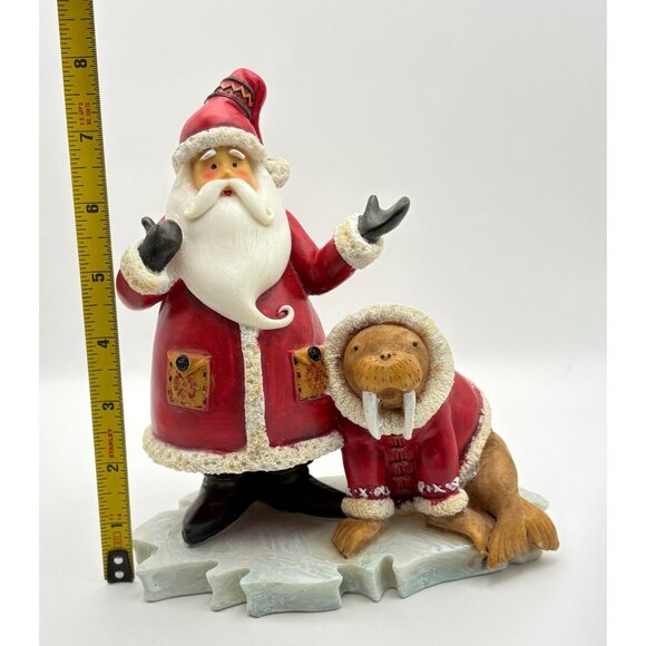 Vintage Debbie Mumm Santa Claus & Walrus Christmas Figurine on Iceberg - Picture 3 of 11